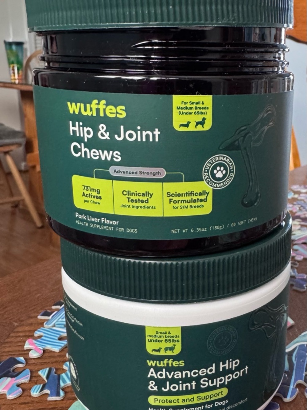 Wuffes Chewable Dog Hip & Joint Supplement (Under 65 lbs), 59 Chews (Pack of 2)